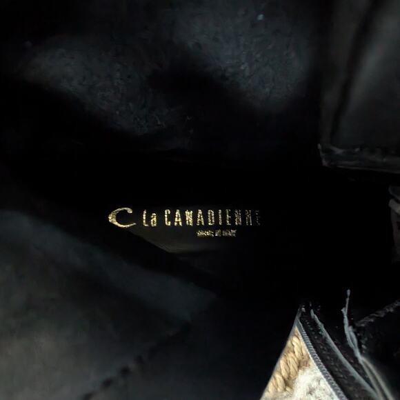 LA CANADIENNE Brendan Combat Boots Lug Sole Waterproof Black Leather 38 US 7.5 - Picture 11 of 13